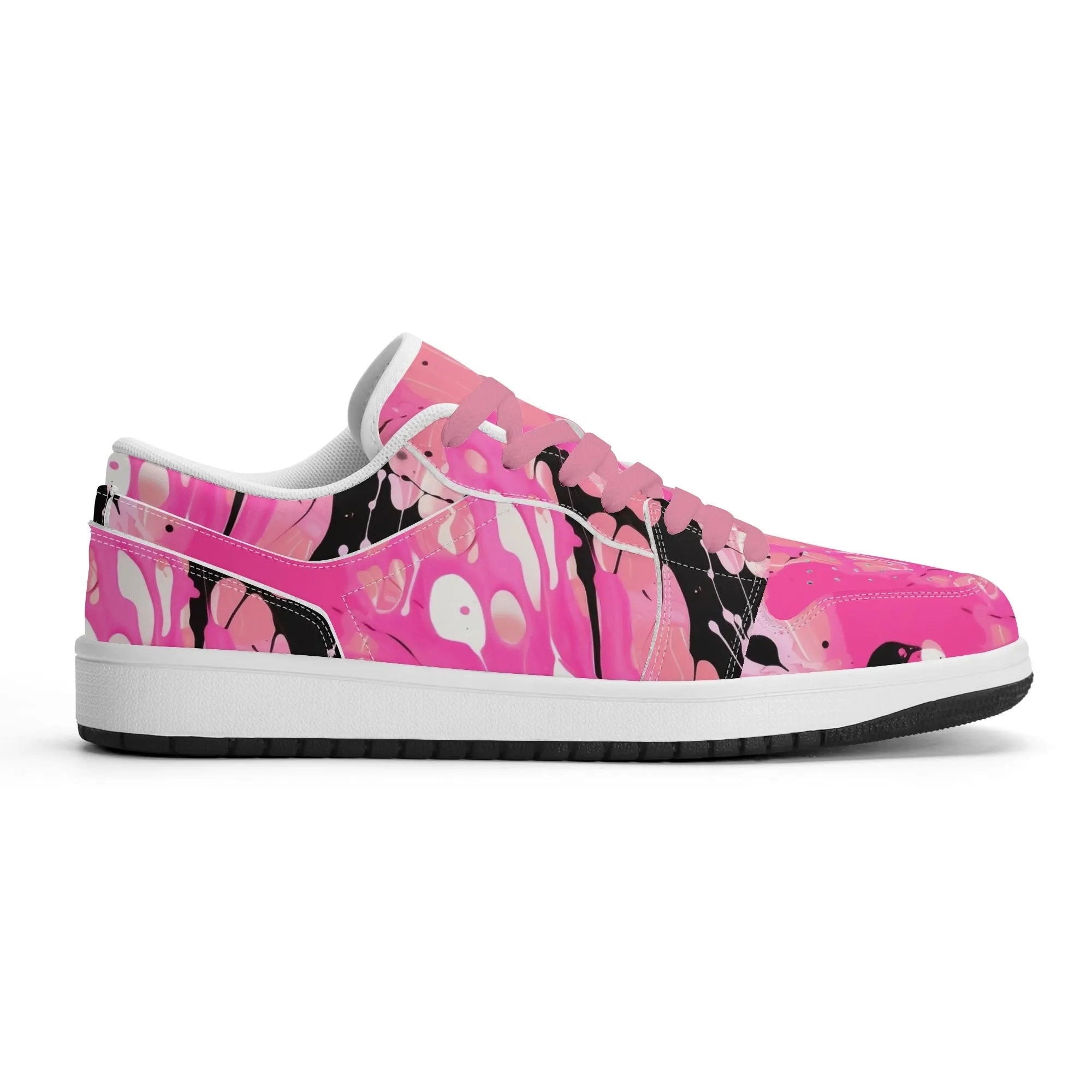 Pink Splash Low Top Leder Sneaker für Herren