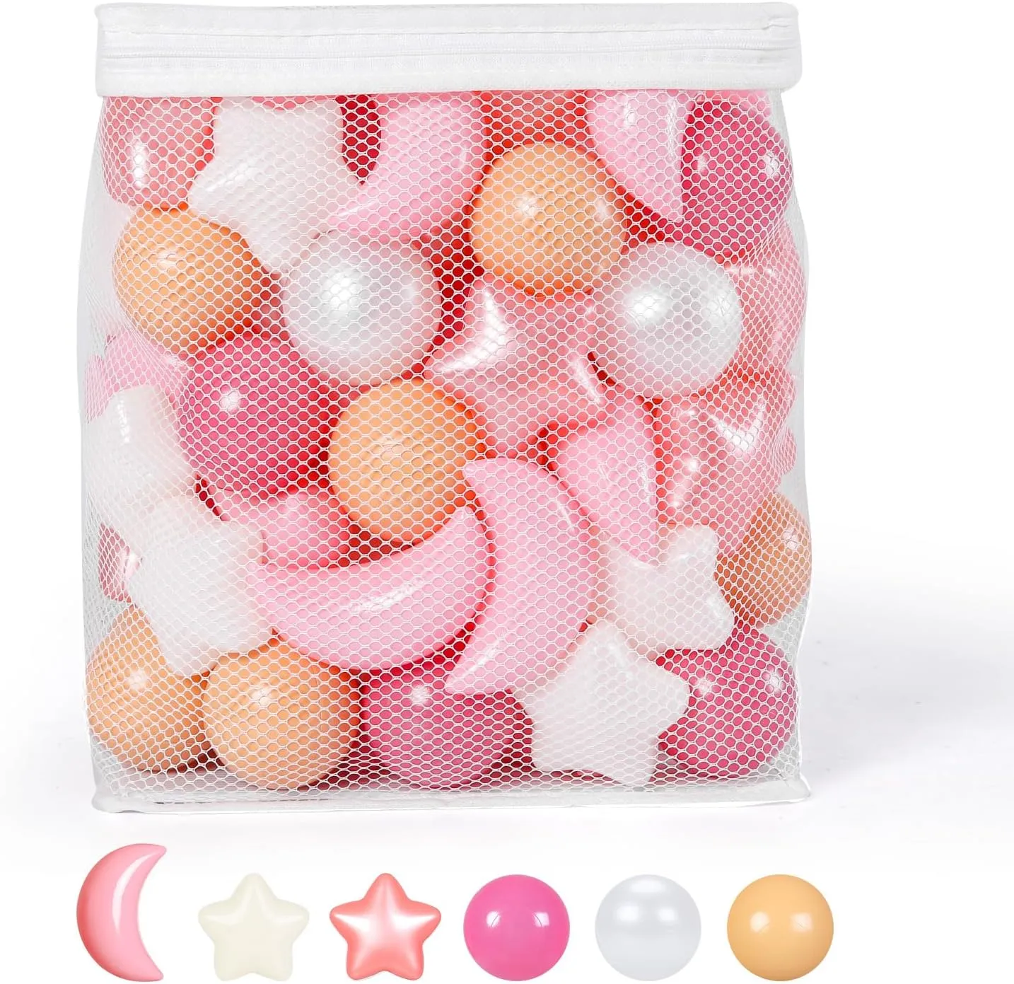 Realhaha Ball Pits Balls Shapes for Toddlers,100pcs Plastic Star Balls for Slide,Playpen, Birthday Party, Christmas Decoration, Great Gift for Boys Girls, Small or Medium
