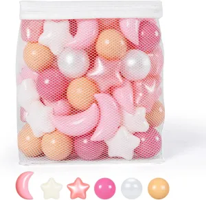 Realhaha Ball Pits Balls Shapes for Toddlers,100pcs Plastic Star Balls for Slide,Playpen, Birthday Party, Christmas Decoration, Great Gift for Boys Girls, Small or Medium