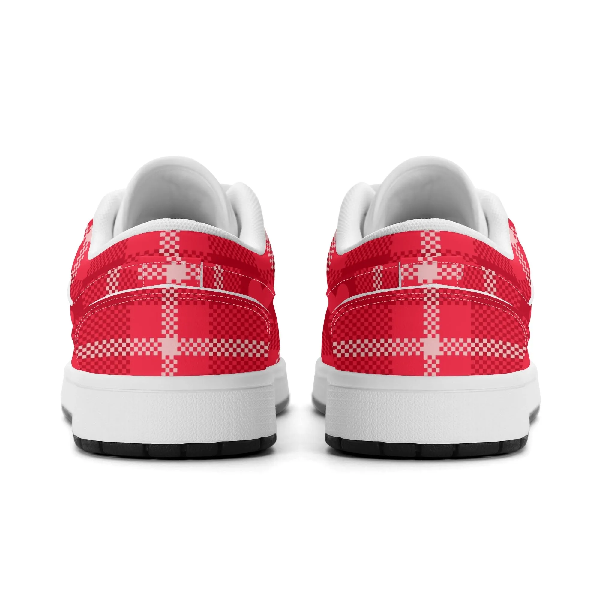 Red Flanell Heart Low Top Leder Sneaker für Damen