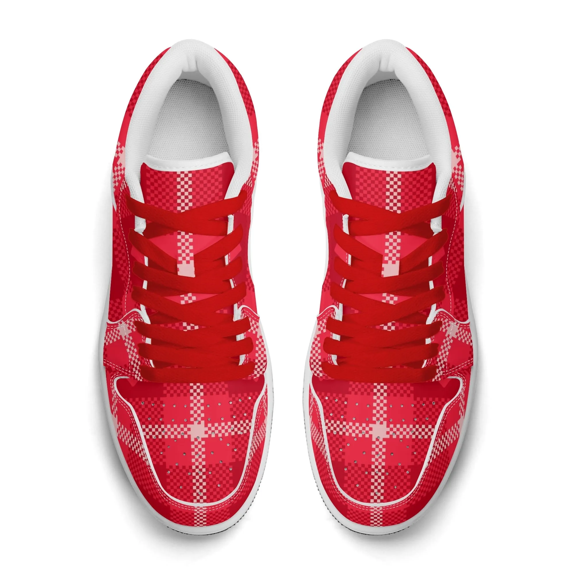 Red Flanell Heart Low Top Leder Sneaker für Damen