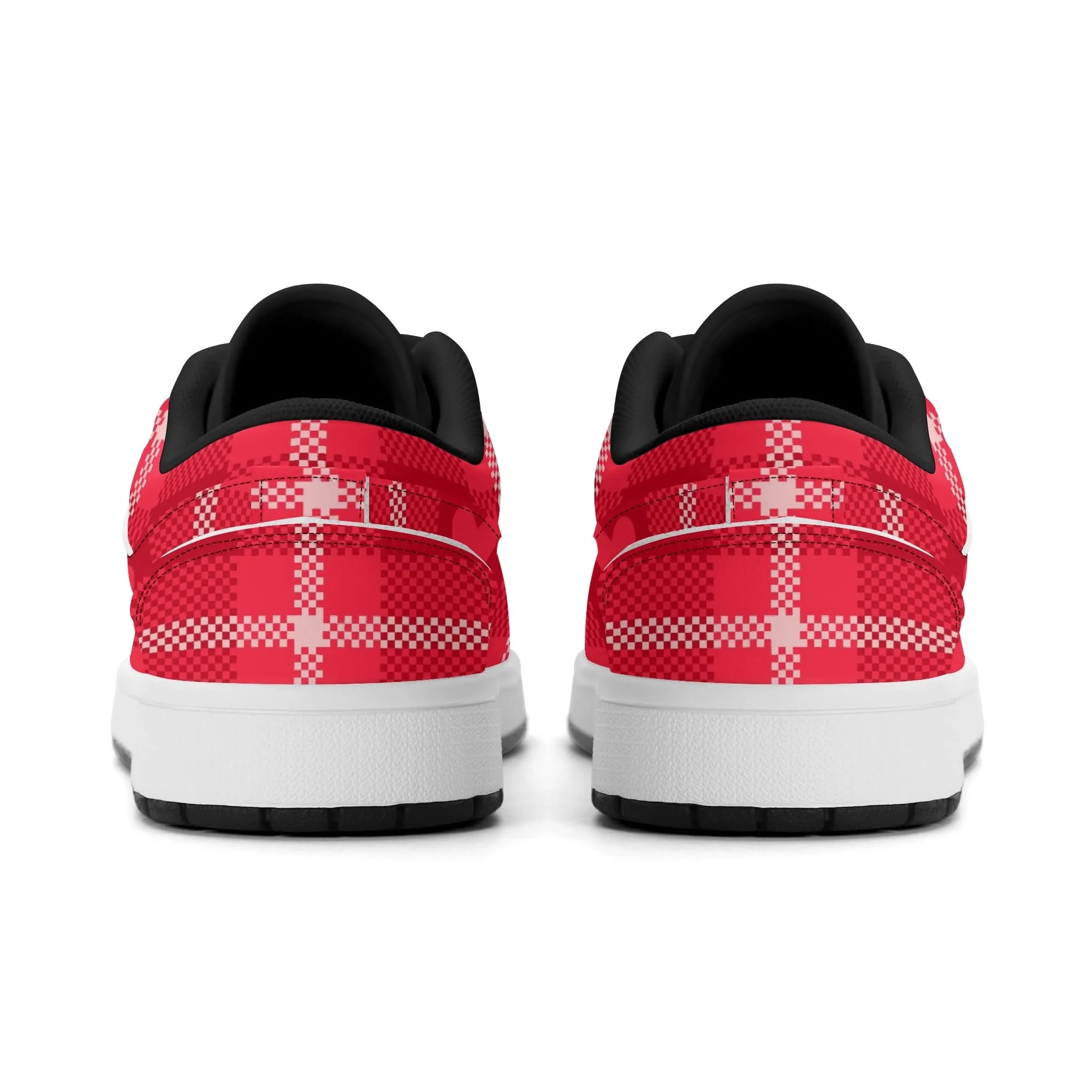 Red Flanell Heart Low Top Leder Sneaker für Damen