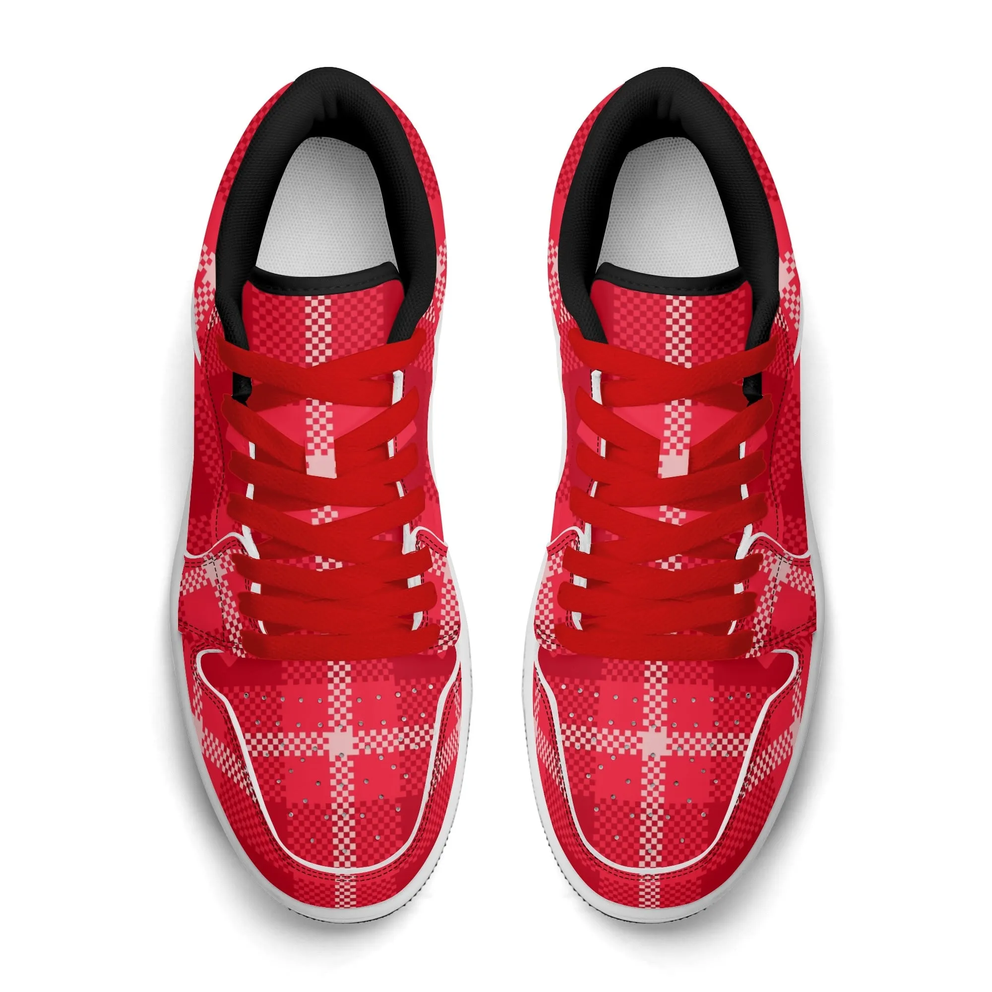 Red Flanell Heart Low Top Leder Sneaker für Damen