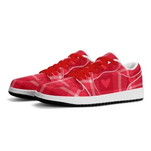 Red Flanell Heart Low Top Leder Sneaker für Damen