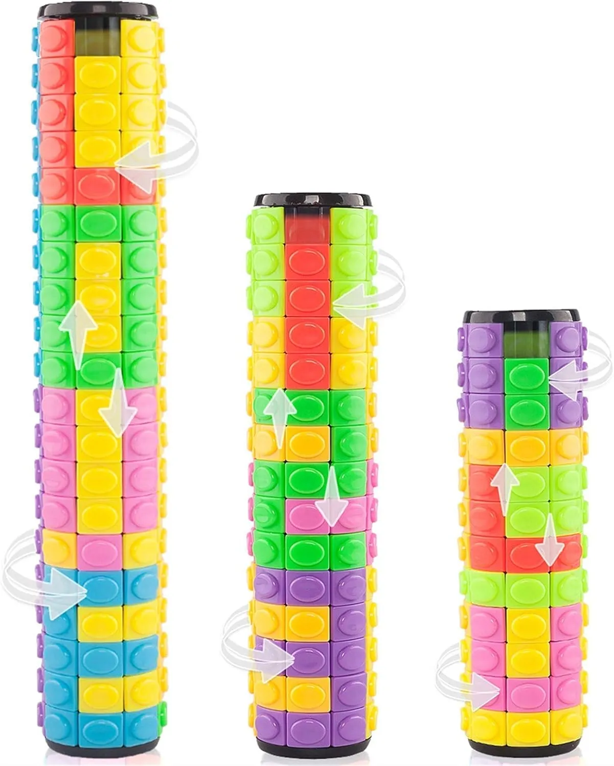 R.Y.TOYS Fidget Toy,Magic Cube Puzzle,Brain Teasers for Adults,Cylinder Rotate&Slide Logic Restless Hand Game,Trick Puzzle,Gift for Kids Child(8Colors:12Layers 15Layers 20Layers)