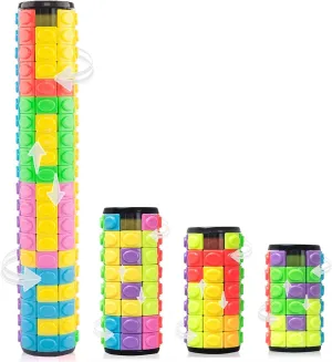 R.Y.TOYS Fidget Toy,Magic Cube Puzzle,Brain Teasers for Adults,Cylinder Rotate&Slide Logic Restless Hand Game,Trick Puzzle,Gift for Kids Child(8Colorsx6/7/8/20Layers)
