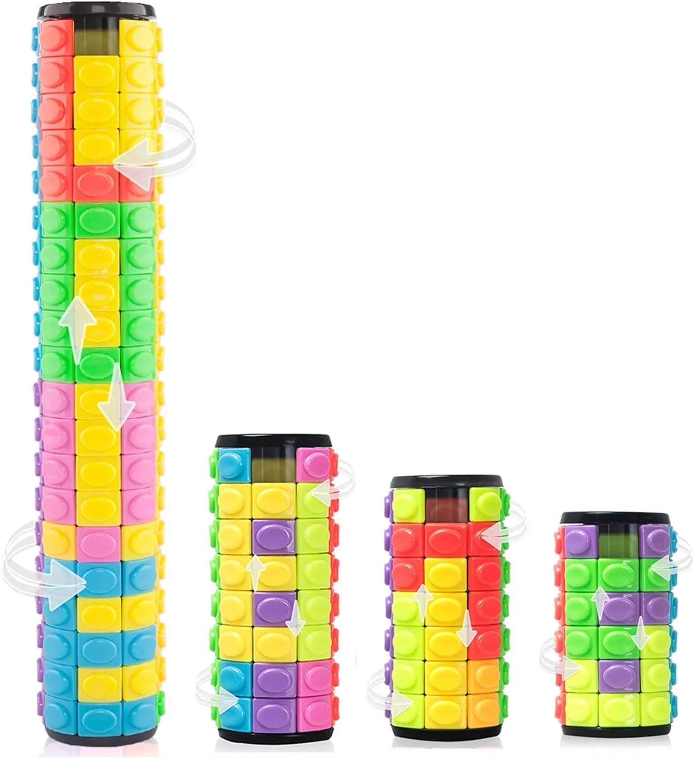 R.Y.TOYS Fidget Toy,Magic Cube Puzzle,Brain Teasers for Adults,Cylinder Rotate&Slide Logic Restless Hand Game,Trick Puzzle,Gift for Kids Child(8Colorsx6/7/8/20Layers)