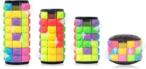 R.Y.TOYS Fidget Toy,Magic Cube Puzzle,Brain Teasers for Adults,Cylinder Rotate&Slide Logic Restless Hand Game,Trick Puzzle,Gift for Kids Child(8Colorsx6/7/8Layers 12Colorsx3Layers)