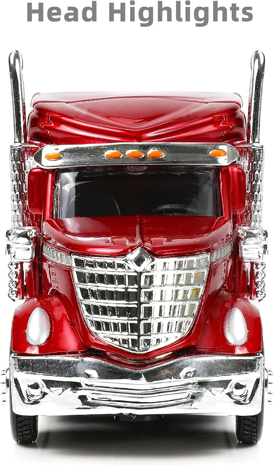 Semi Truck Toy, 1/64 Scale Alloy Metal Diecast Heavy Semi Truck Trailer Head Toy Model, International Lonestar Diecast Tow Traktor Gift for Boy Adult Model Car Collector -Red