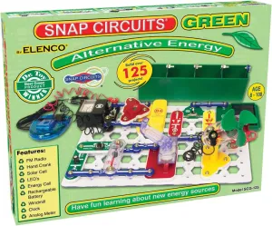 Snap Circuits Green Alternative Energy Electronics Exploration Kit | Over 125 STEM Projects | Full Color Project Manual | 40 Parts | STEM Educational Toys for Kids 8 