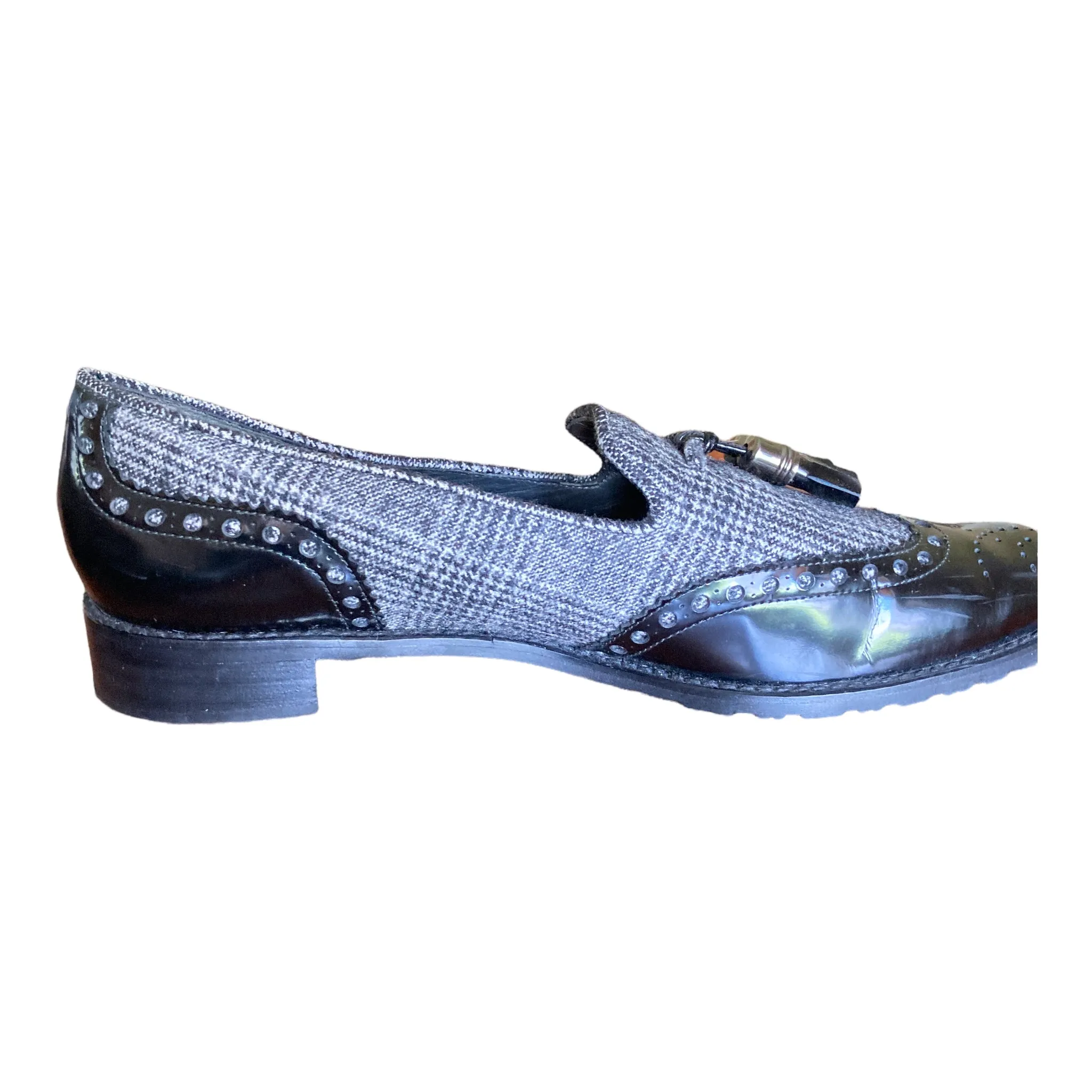 Stuart Weitzman Guything Wingtip Black Loafers, 9N