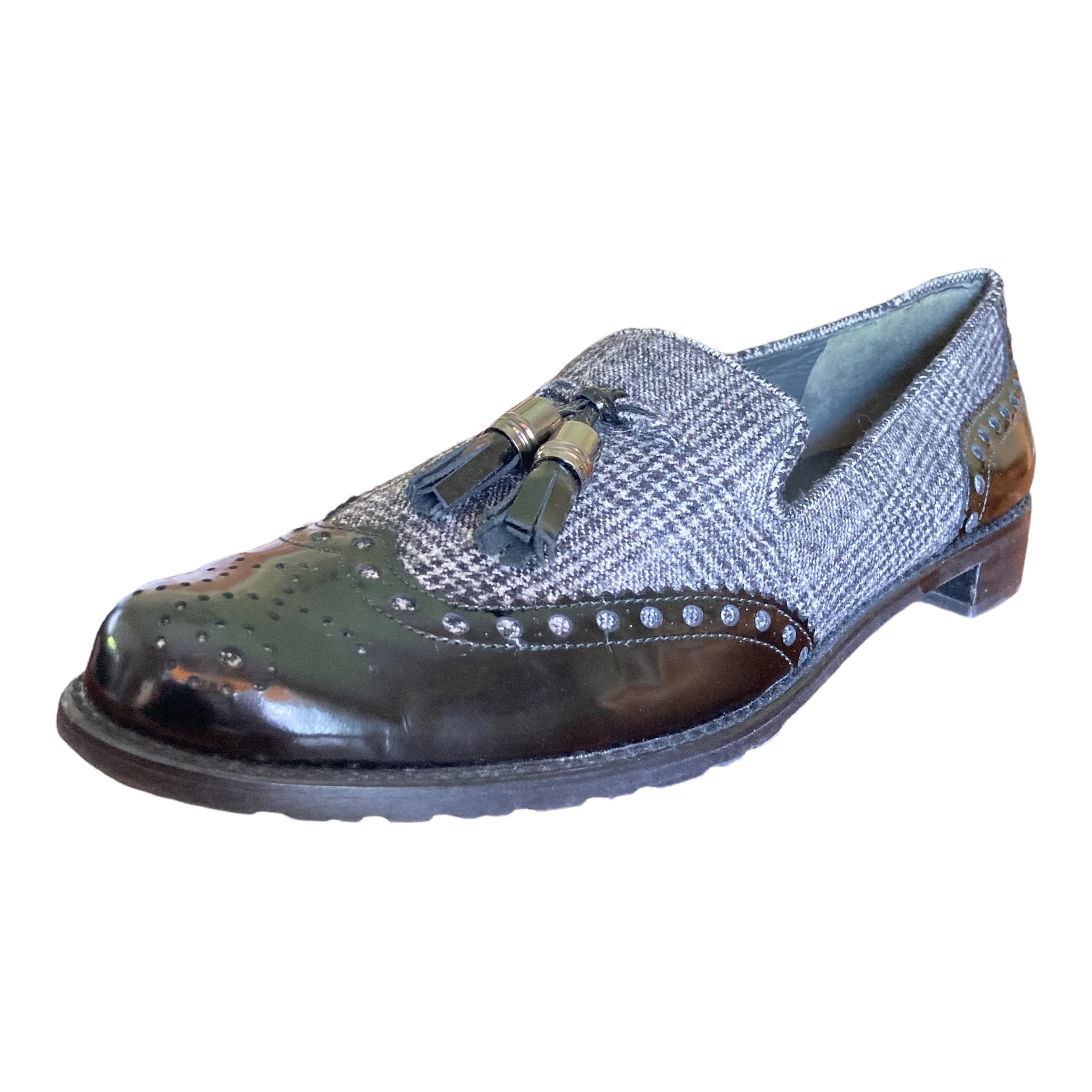 Stuart Weitzman Guything Wingtip Black Loafers, 9N