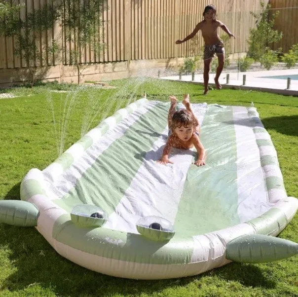 SUNNYLiFE Khaki color inflatable Slip and Slide Shark