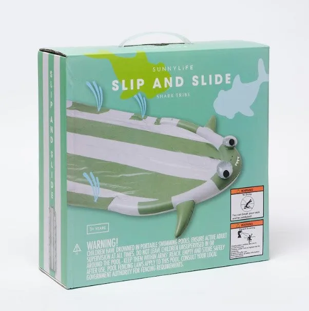 SUNNYLiFE Khaki color inflatable Slip and Slide Shark