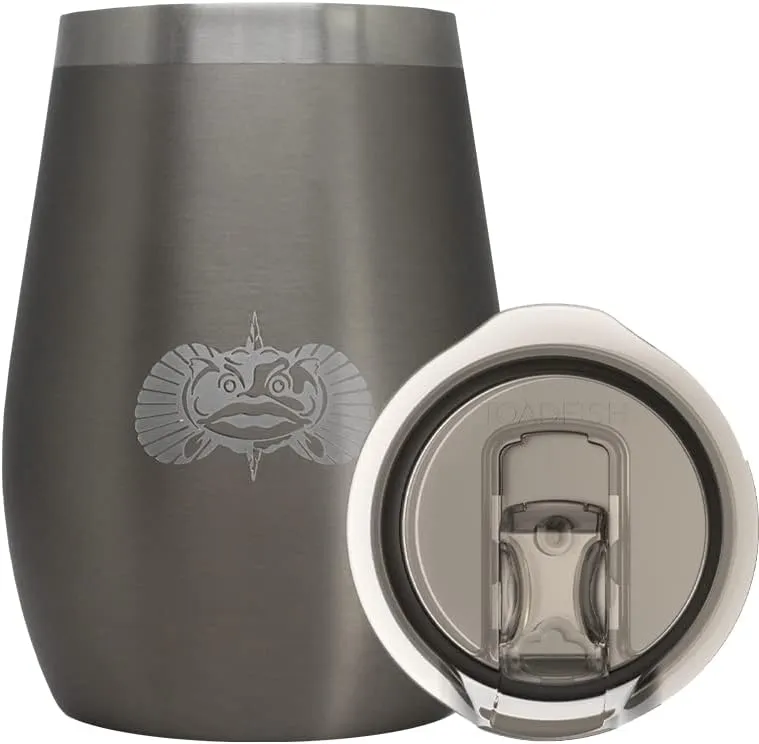 Toadfish Non-tipping 10oz Double Wall Insulated Stainless Steel Stemless Travel Wine Tumbler w/Easy Slide Lid - Graphite
