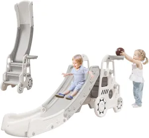 Toddler Slide Kids Slide Toddlers Indoor Baby Plastic Slide Outdoor Climber Freestanding Playset with Basketball Hoop and All fo Indoor and Outdoor Playground，Age 3  Kids