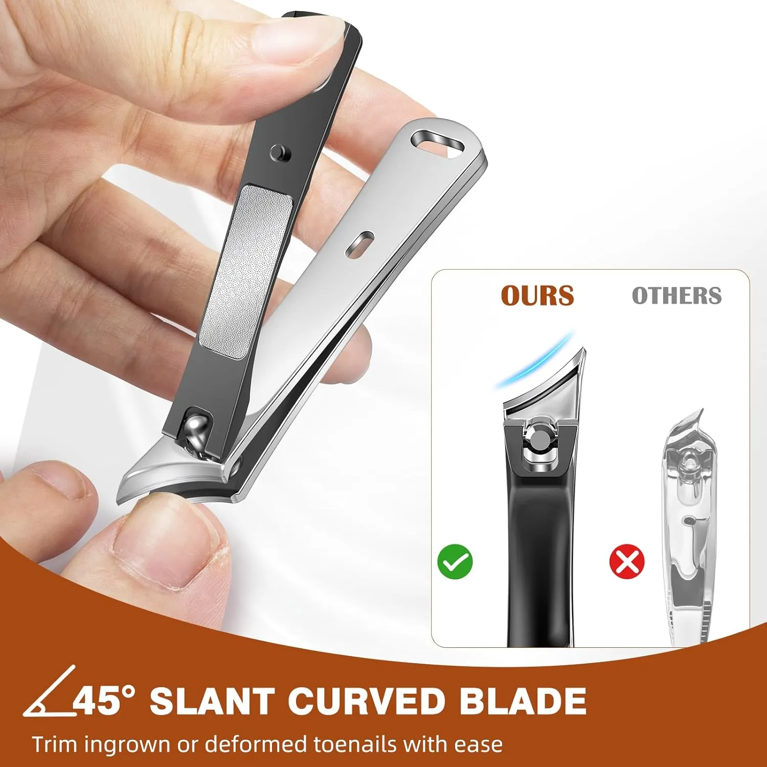 Toenail Clippers for Thick Toenails for Seniors, Angled Large Toe Nail Clippers Set for Men, Heavy Duty Ingrown Toenail Clippers with Wide Opening, Long Handle, Ergonomic Head, Gifts for Men & Women