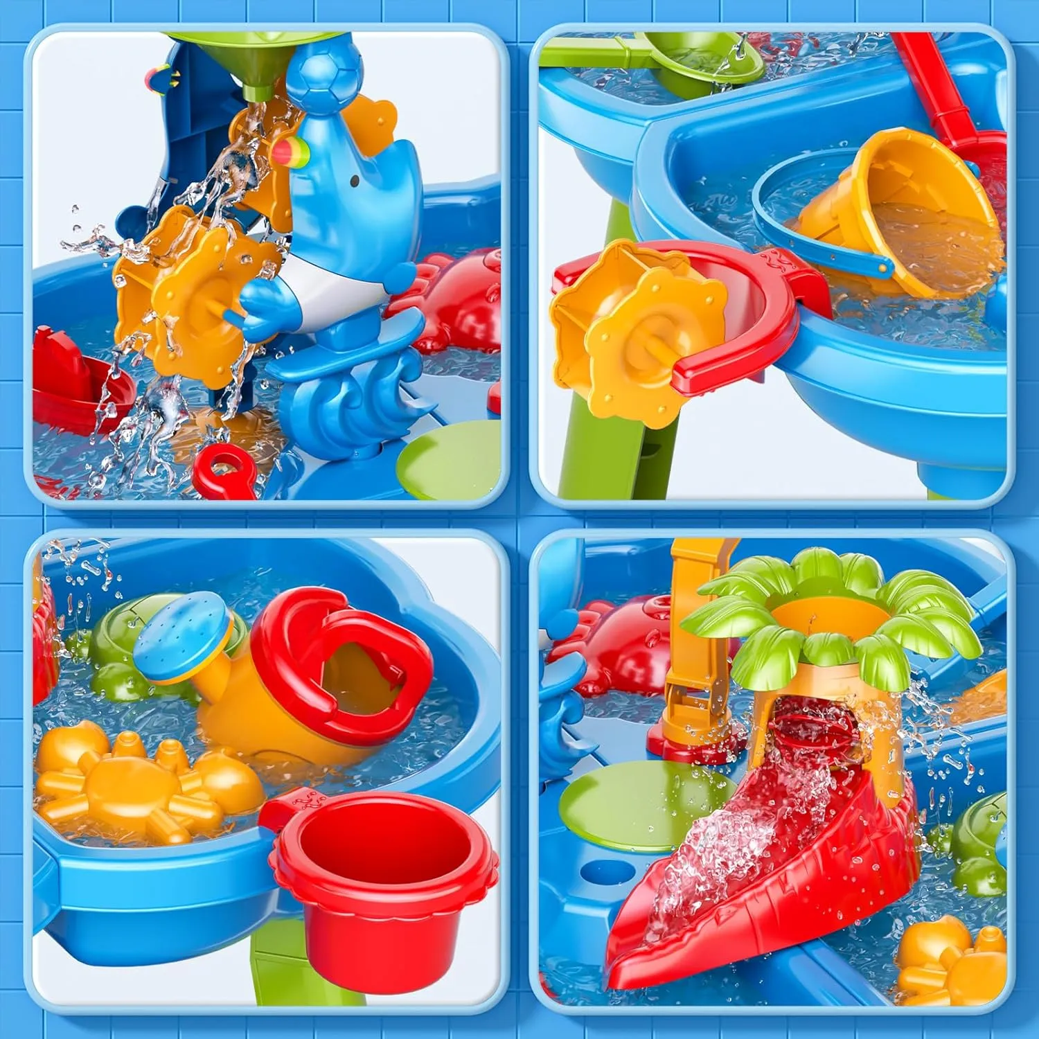 Water Table for Toddlers 3-5 Years Kids Ages 4-8, 4 in 1 Kids Summer Activity Sensory Play Outdoor Beach Backyard Sand Water Table Toys for Toddlers, Birthday Toys Gift for Boys Girls