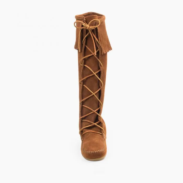 Women's Front Lace Knee High Moccasins