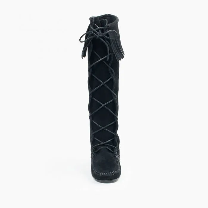 Women's Front Lace Knee High Moccasins