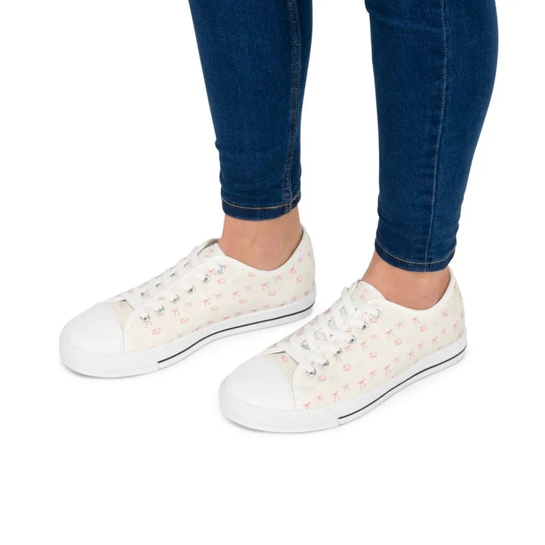 Women's Low Top Sneaker Coquette Bow Pink Sneakers